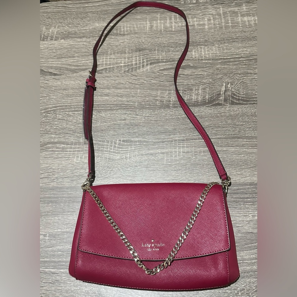 Kate Spade Rasberry Crossbody Bag with Chain Detail